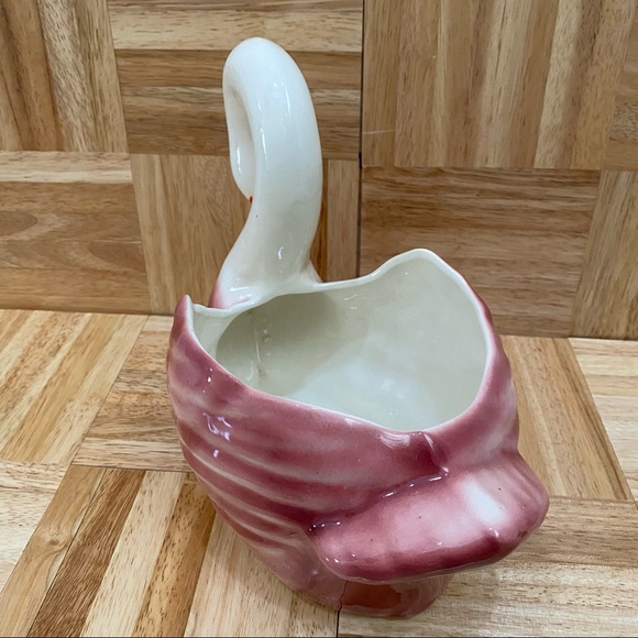 Vintage Pink & White 8 1/2” Large Swan Planter Ceramic Glazed Pottery Swan - Picture 7 of 14